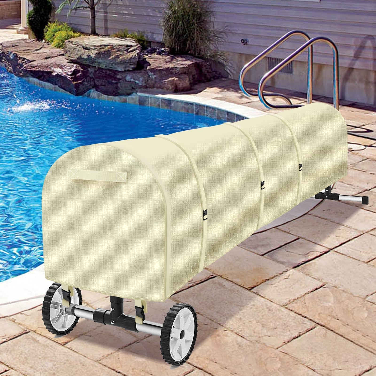 Swimming Pool Solar Reel Cover, 20Ft Heavy Duty Waterproof Pool Solar Blanket…