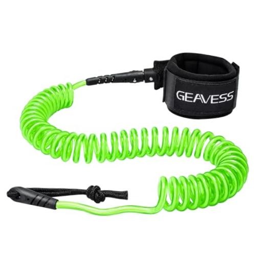 SUP Leash 11 Foot Coiled Stand Up Paddle Board Surfboard Leash Stay on Green