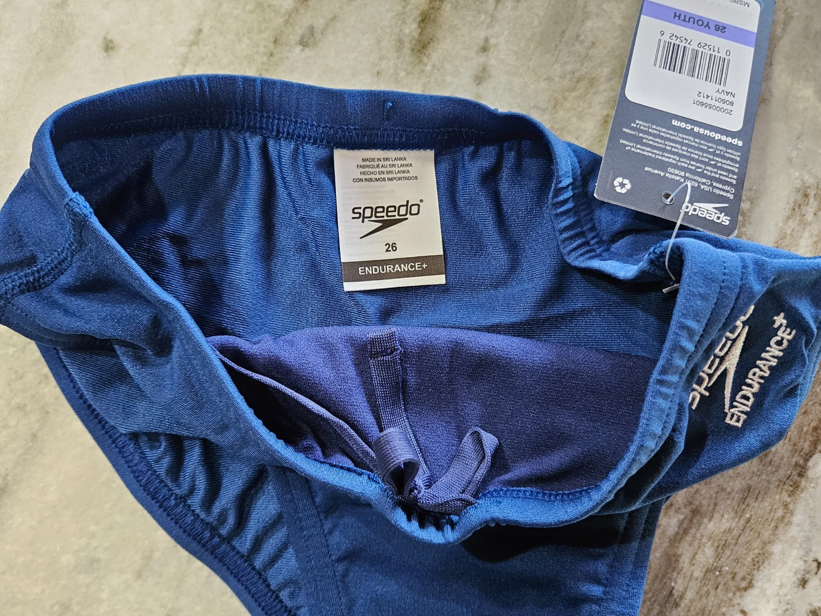 Boys Speedo Competitive Endurance+ Swim Brief Navy Youth Size 26 – FREE SHIP