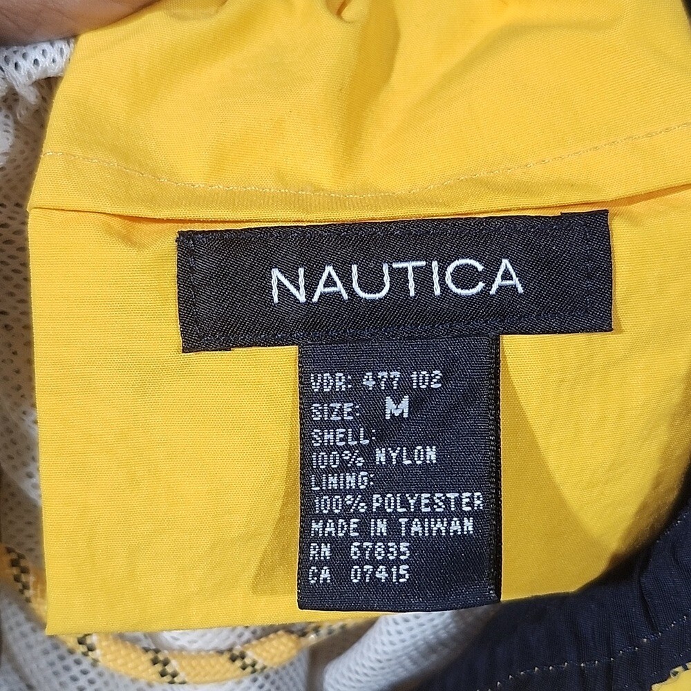 Nautica Vintage Yellow & Blue Swim Trunks with Nautical Sailing Design Men M