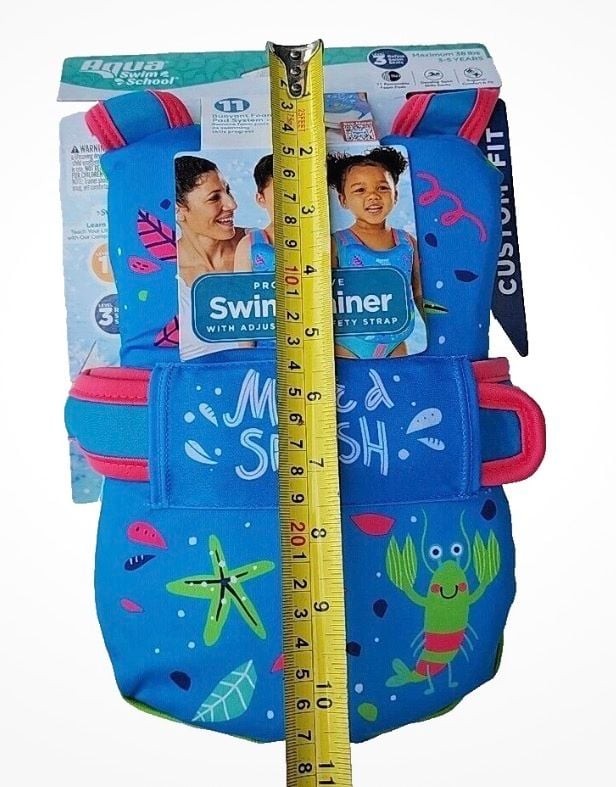 Aqua Swim School Progressive Swim Trainer Vest, 3-5 Years, Max 38 lbs, Blue Sea