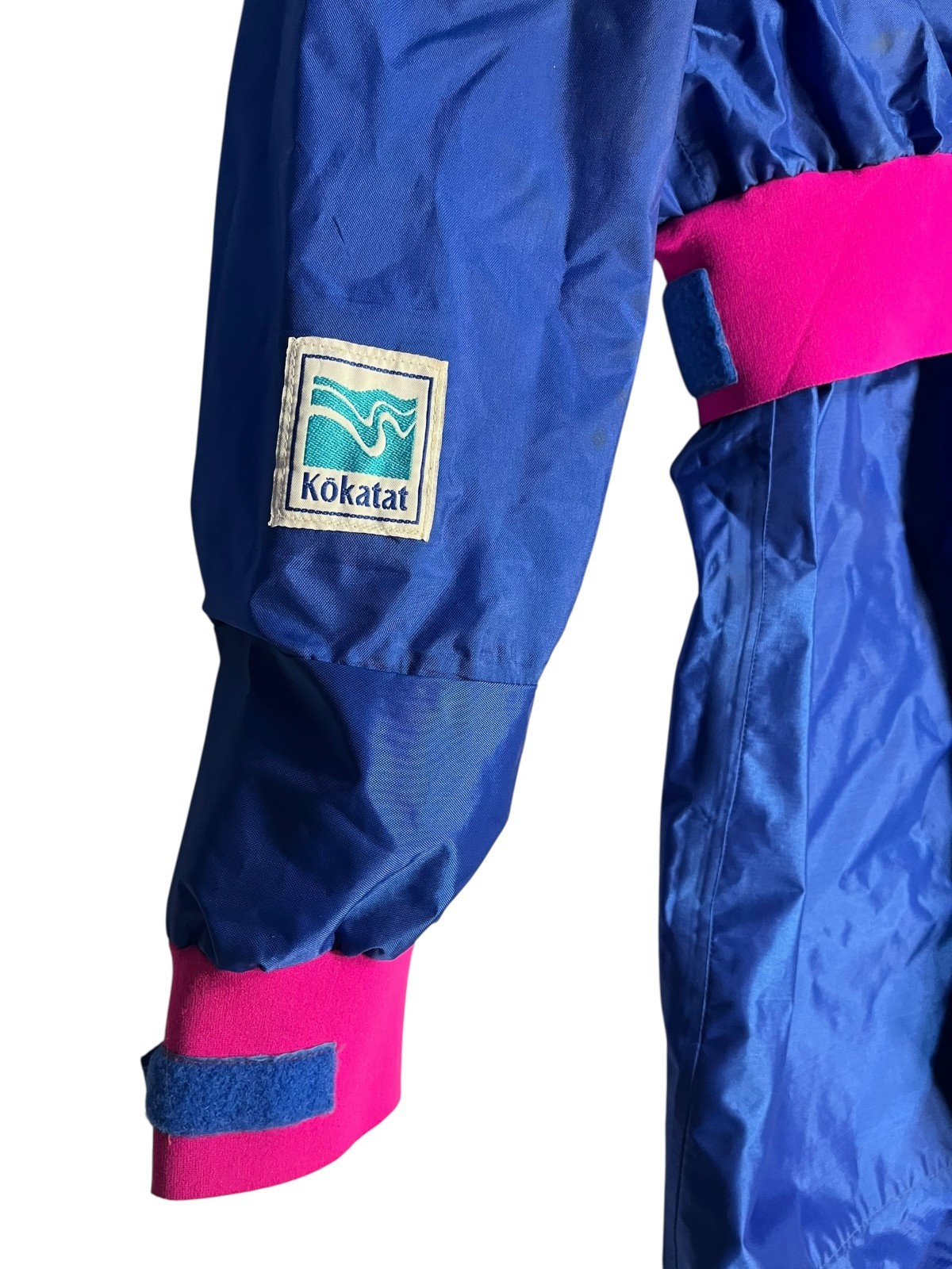 KOKATAT Blue/Pink Waterproof PADDLE DRY SUIT Kayak Windbreaker Spray Jacket Sz L