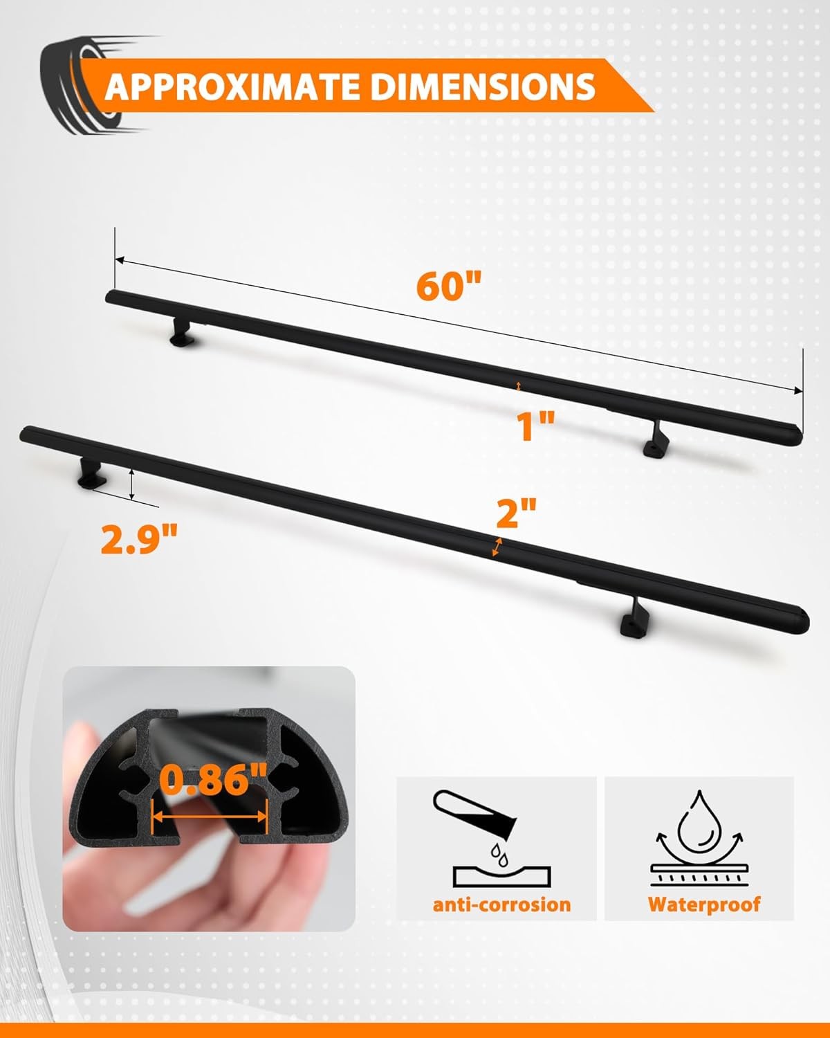 60″ Truck Topper Roof Rack Pickup Truck Cap Heavy Duty Aluminum Camper Shell