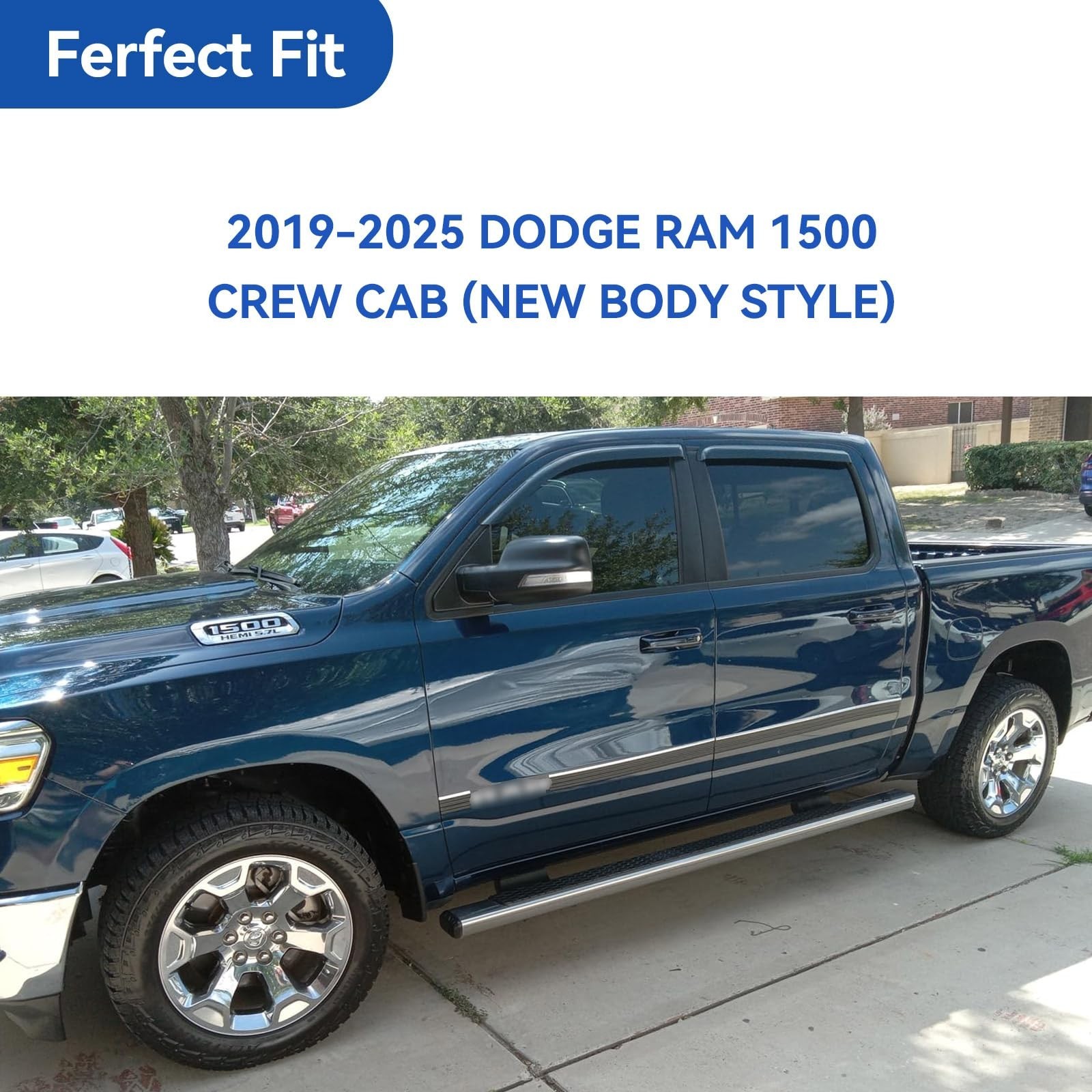 Window Visors Rain Guards for 2019-2026 Dodge Ram 1500 Crew Cab (New Body Sty…