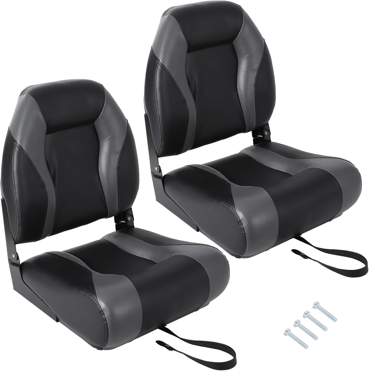 2x High Back Folding Boat Seats Comfortable Waterproof Camouflage Fishing Chairs