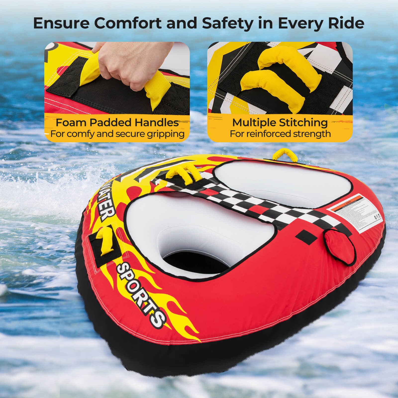 Towable Tube for Boating 1 or 2 Person Inflatable Boat Tube for Youth & Adult