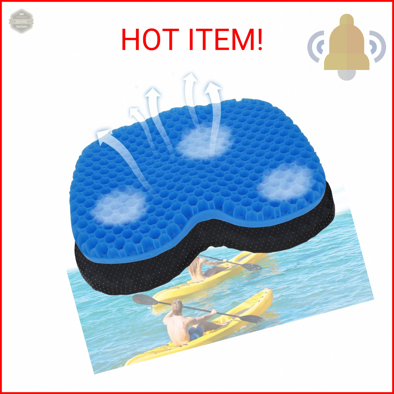 FANGULU Anti-Slip Kayak Seat Cushion Waterproof Thicken Gel Boat Pad for Sit in