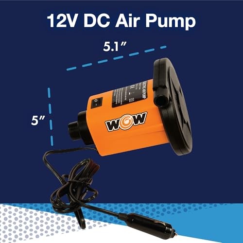 WOW Sports Electric Air Inflator 12V Pump for Towables Rafts Pool Floats 1.0 PSI