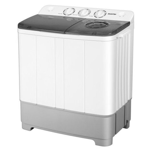 Costway 2-in-1 Portable 22lbs Capacity Washing Machine with Timer Control-Gray –