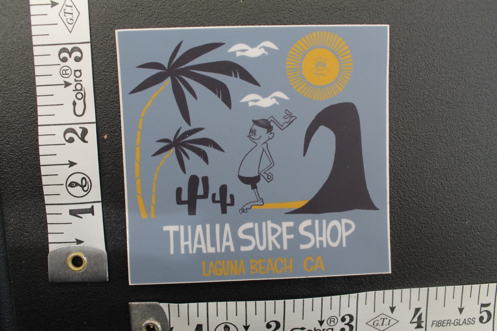 Thalia Surf Shop Laguna Beach CA Surfer Cartoon Grey V7C Vintage Surfing STICKER