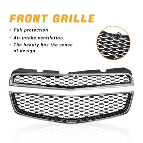 Chrome Upper & Lower Grille Grill Compatible with 2010-2015 Equinox,ABS Black