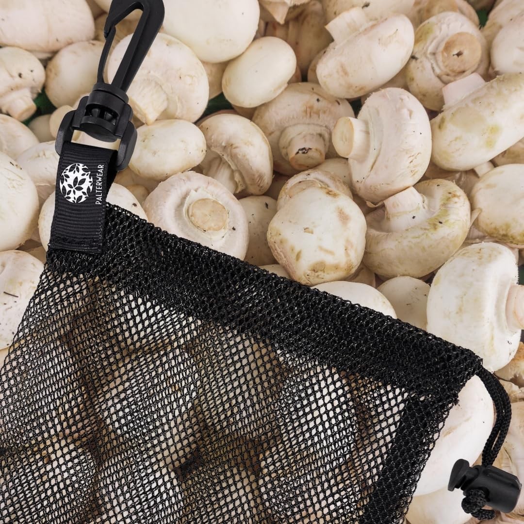 PALTERWEAR Small Mesh Drawstring Bag With Clip and Toggle 6 x 8 inch, Black