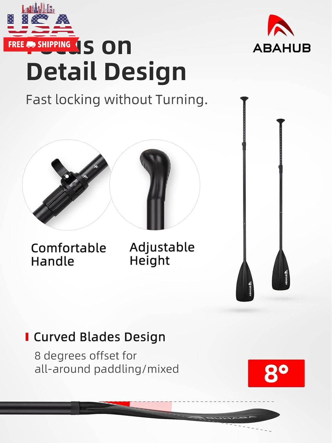 SUP Paddle – 3 Piece Adjustable Paddles – Lightweight Stand-Up Paddle Oars for P