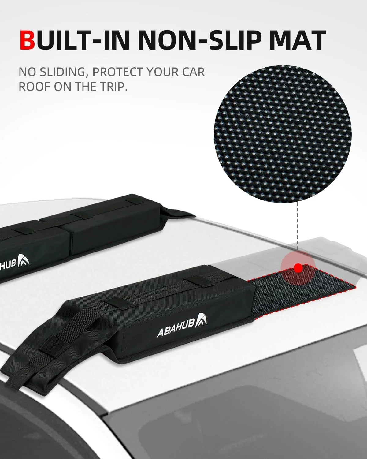 Abahub Soft Roof Rack Pads with 2 Tie Down Straps, 2 Tie Down Ropes, 2 Hood Loop