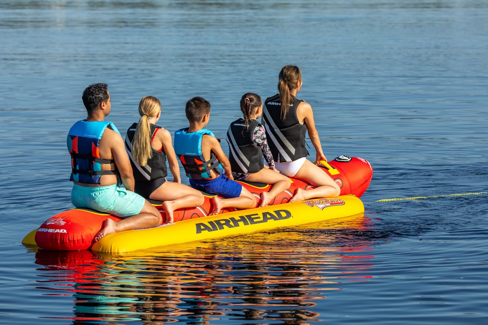Airhead Hot Dog Towable Tube for Boating, 5 Rider Inflatable Boat Tube