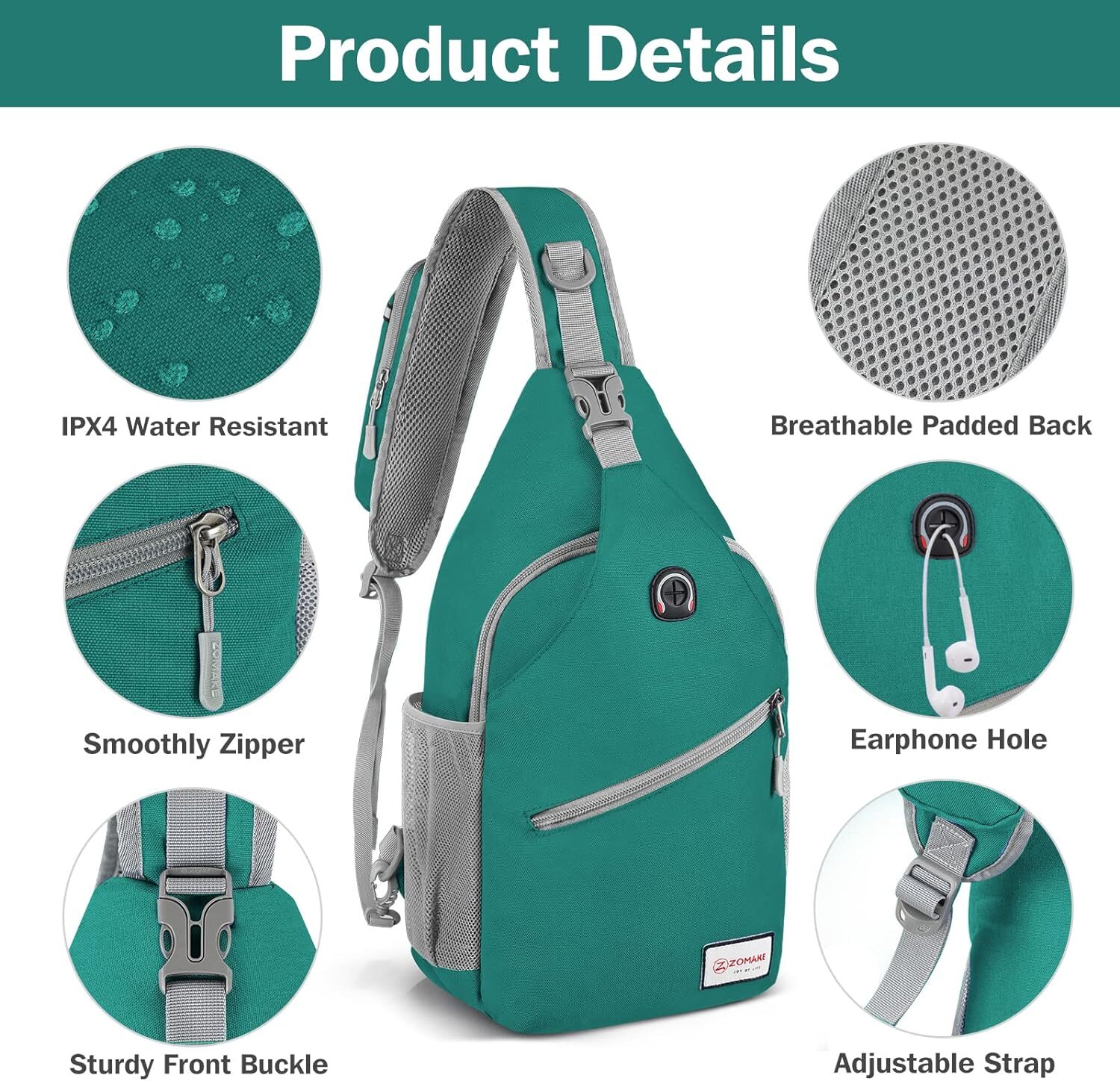 ZOMAKE Sling Bag for Women Men:Small Crossbody Backpack Army Green(new)