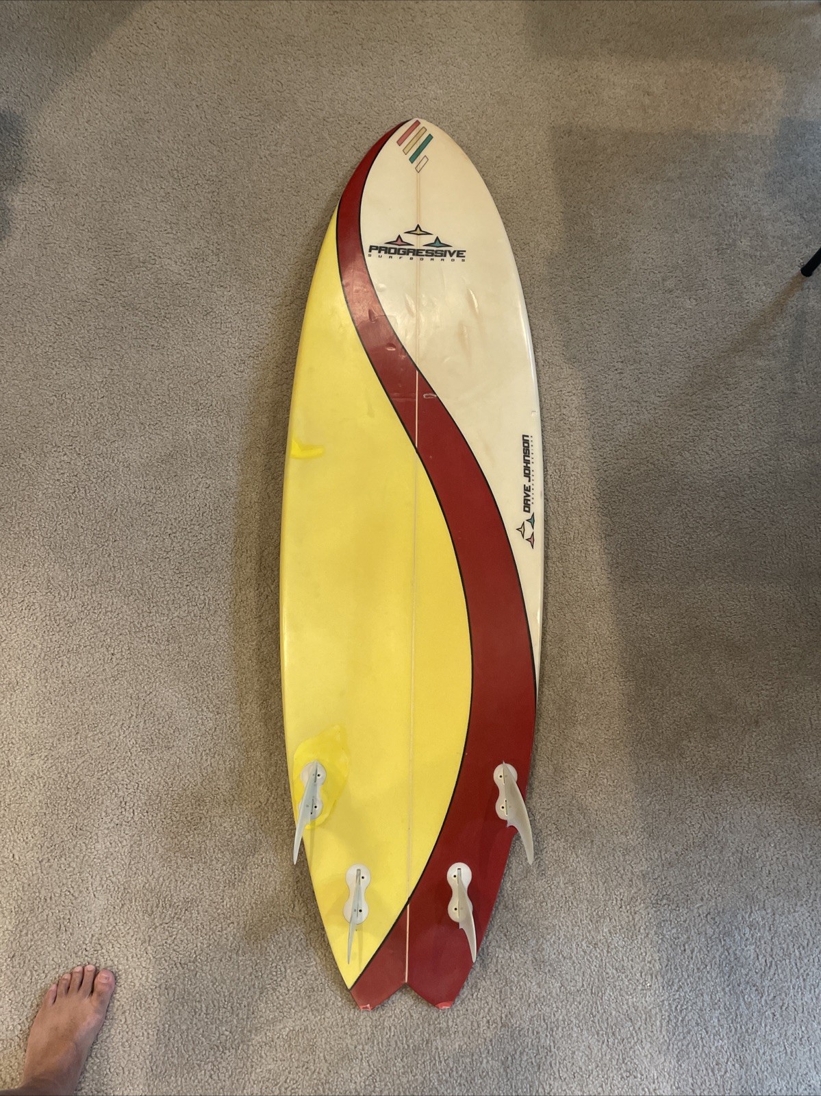 Dave Johnson Progressive Surfboard 6’3” Short Board Quad Fin W/ GoPro Stand