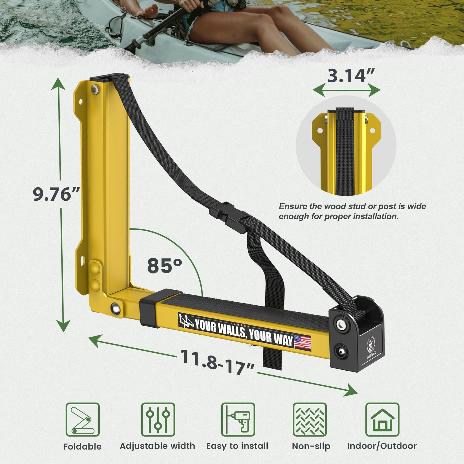 GanFindX Kayak Wall Rack Foldable Storage Hanger for Kayaks