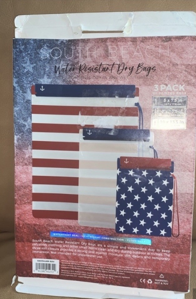 Dry Bags Water Resistant Set 3 Beach Lake Pool Swim Boat – South Beach Patriotic