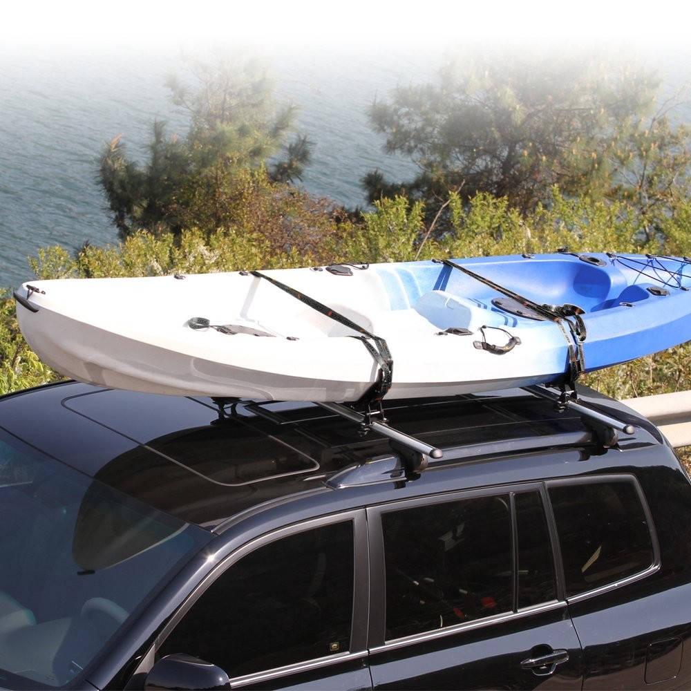 135LB Kayak Saddle, Aluminum Rustless Kayak Roof Rack with 1.5″ Width Tie Dow…