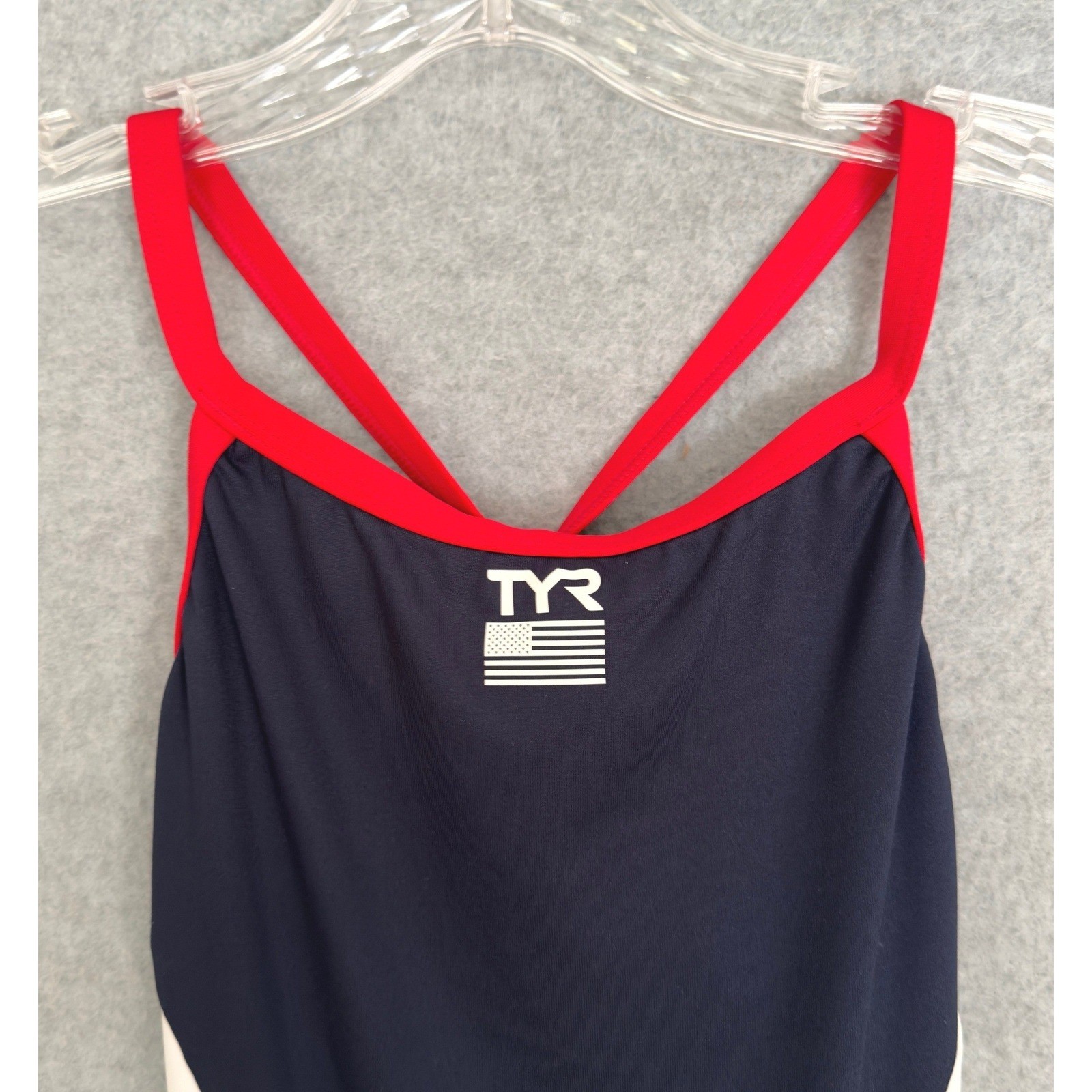 New! TYR Diamondfit Swimsuit Womens Medium 34 Red White Navy Blue Patriotic NWT