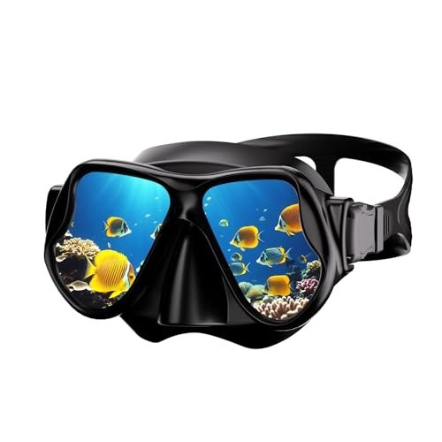 Scuba Mask Anti-Fog Tempered Glass Dual Lens Diving Goggles for Adults