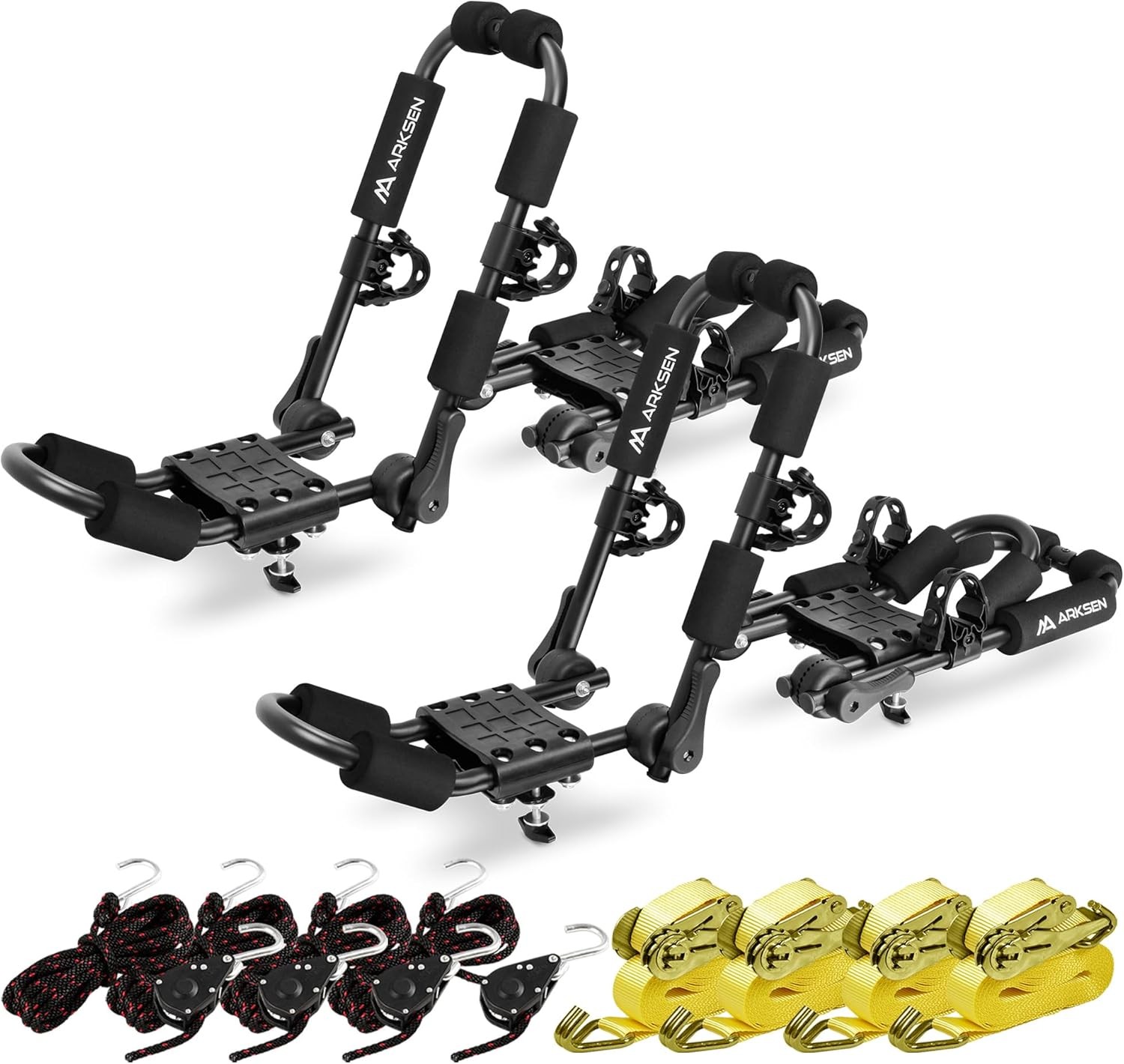 ARKSEN 2 Pair Folding Kayak Roof Rack Heavy Duty Adjustable J-Bar Carrier