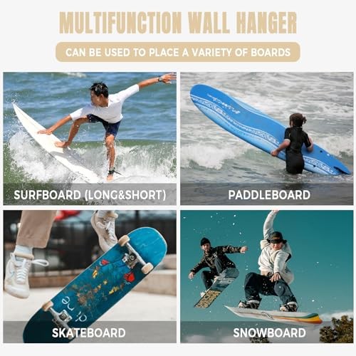 Surfboard Wall Mount Wooden Surf Board Wall Racks for Storage and Display Your