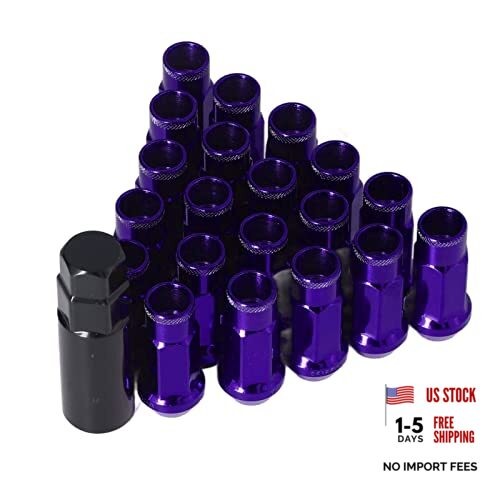 20PCS M12x1.25 Wheel Lug Nuts, for, Chrome Plated Steel, Hex Design, Purple