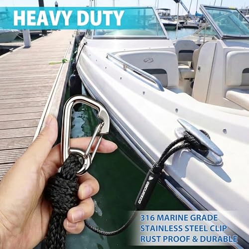 4FT Bungee Dock Lines,Boat Dock Rope,Jet Ski Accessories with 4ft-5.5ft Black