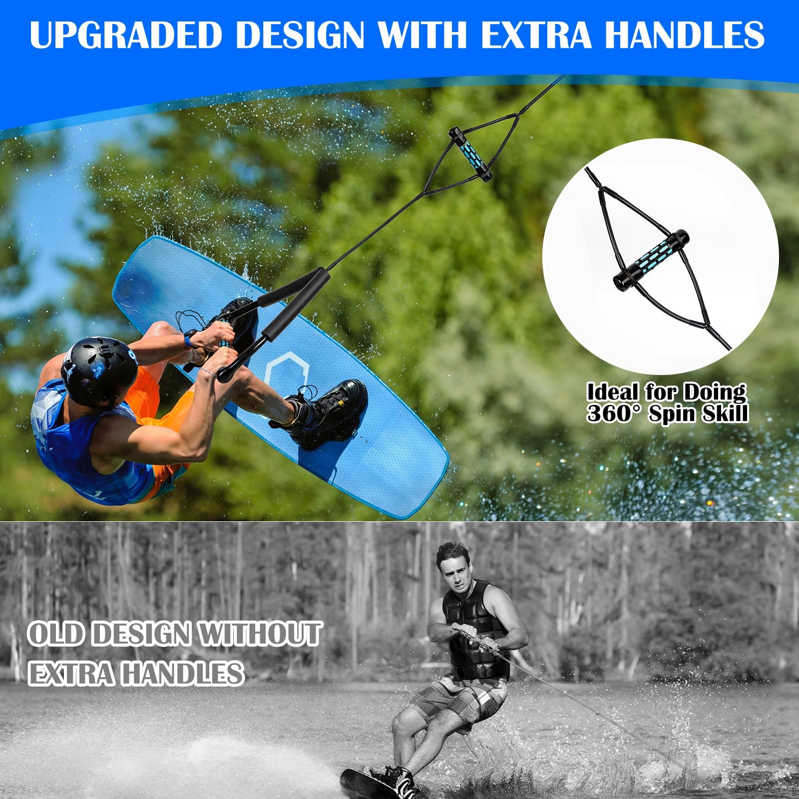 SETYPARY Dyneema No Stretch Wakeboard Rope and Handle, 75FT Floating Wakeboar…