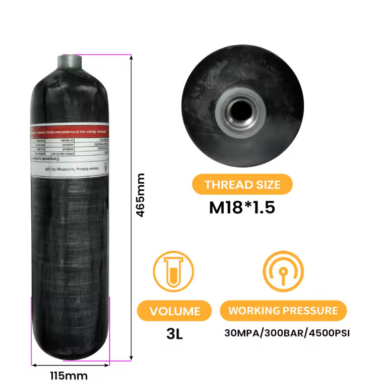 3L / 6.8L Carbon Fiber Cylinder High Pressure Air Tank Fill Station Scuba Diving