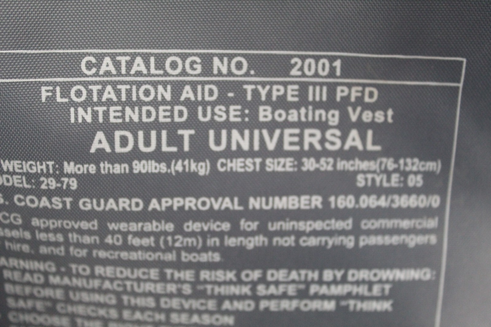 Stearns Universal Life Jacket Type III PFD Chest 30-52 Over 90 LBS Blue