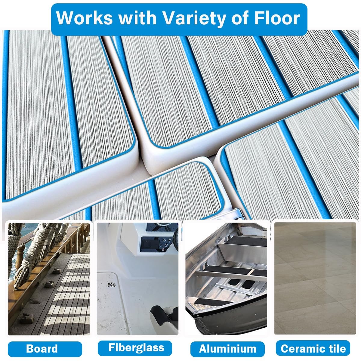 Hzchione Eva Foam Boat Decking Flooring Faux Teak Floor Mat Self-Adhesive