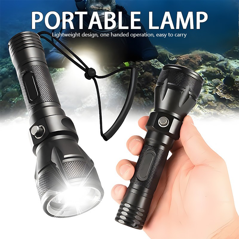 Portable Diving LED Flashlight Bright Aluminum Alloy Professional Handheld Light