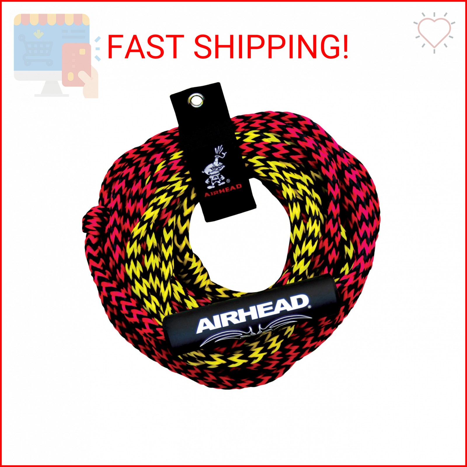 Airhead 1 – 2 Person Tow Rope for Towable Tubes, 60 ft Heavy Duty 2-Section Boat