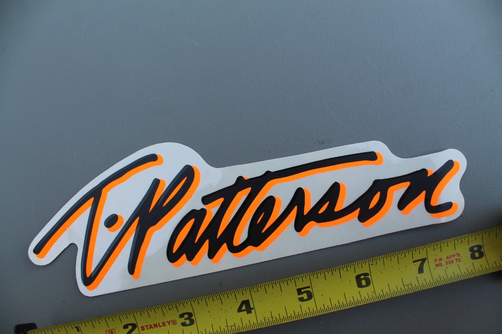 T Patterson Surfboards Clear Neon Orange Black Surf V72B Vintage Surfing STICKER