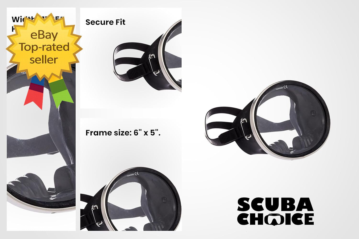 Scuba Diving Mask Oval Tempered Glass Snorkel Mask RubberFrame Adults Underwater