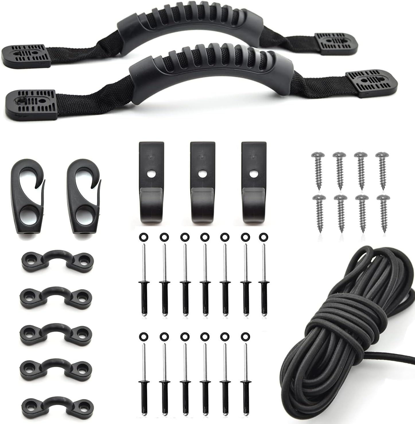 Kayak Carry Handle Rigging Kit Canoe Handles 15FT 6mm Elastic Bungee Replacement