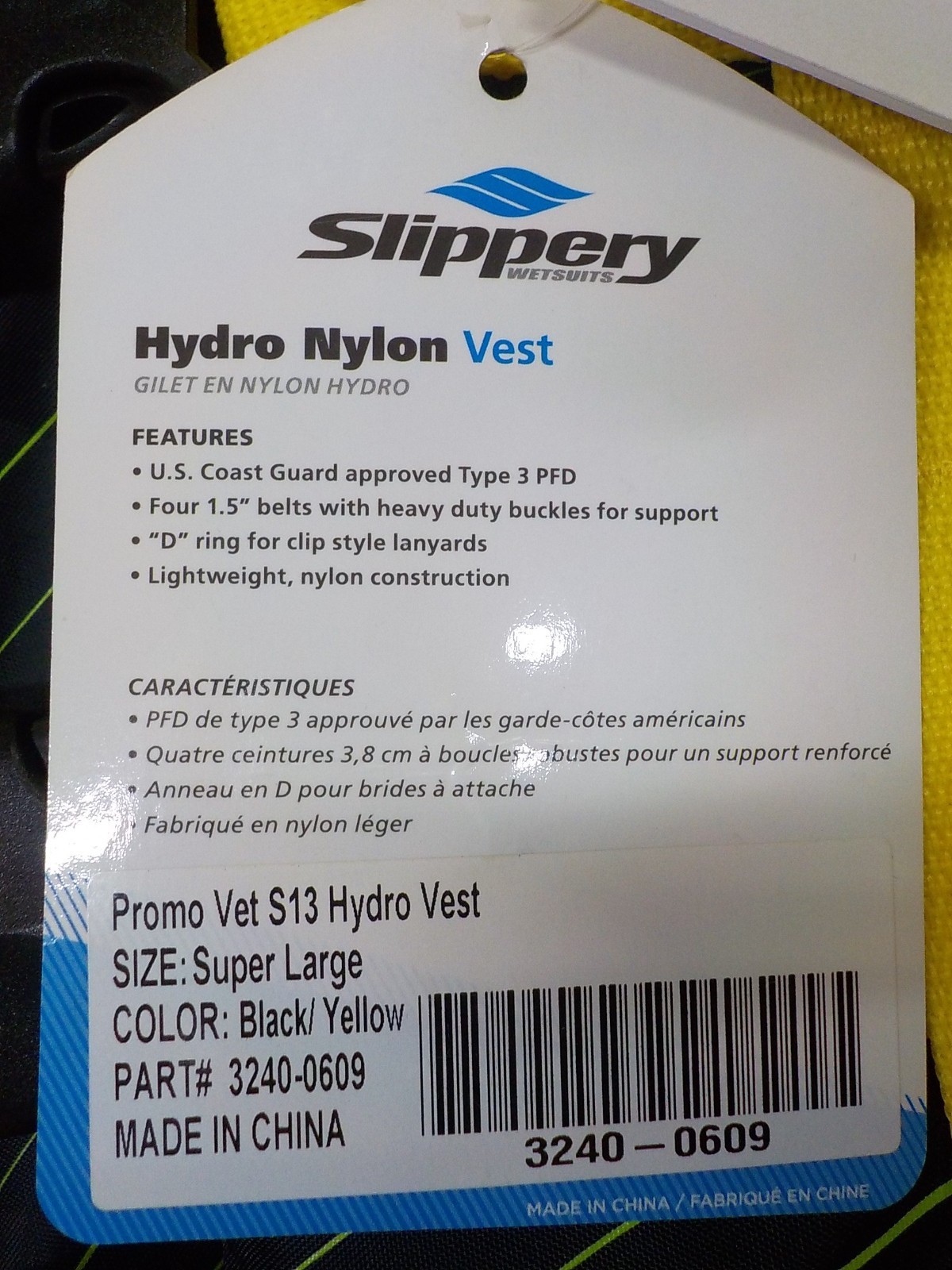 Slippery Hydro Life Vest PFD Yllw/Grn/Blk Adult 2XL/3XL 50-60″ Chest