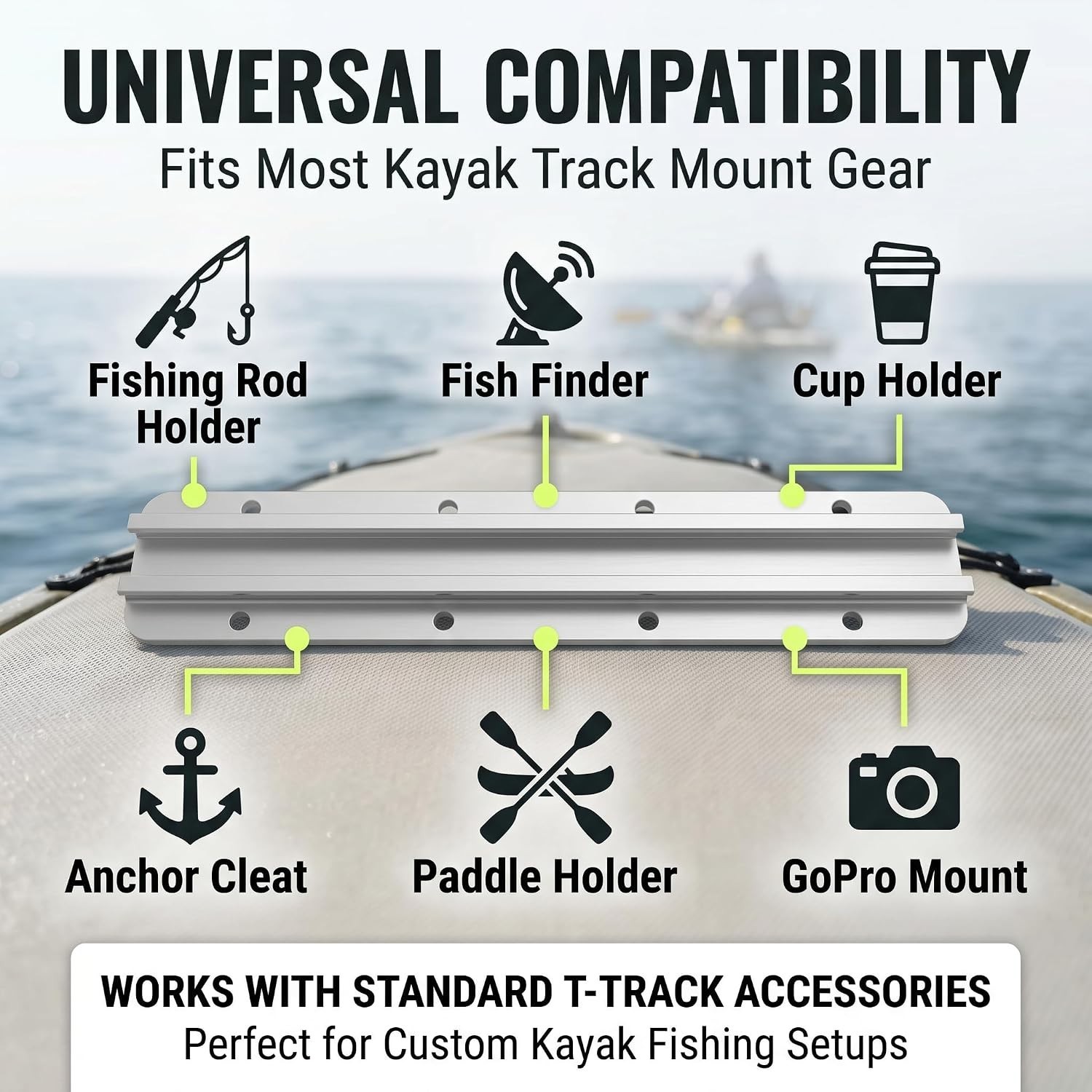 Lightweight 8 Inch Aluminum Kayak Rail – Ideal for Fishing Rods and Electronics