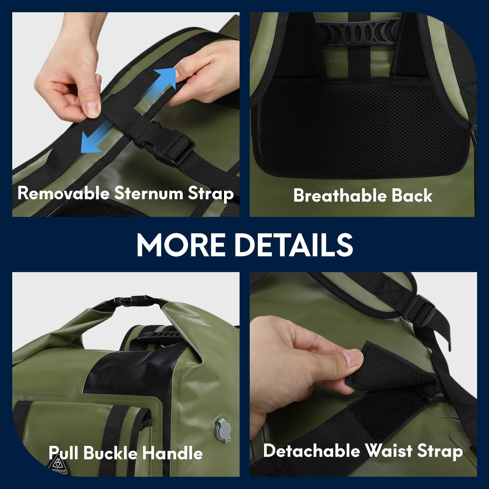 Haimont Dry Waterproof Roll Top Backpack Marine Dry Bag River Pack with Waist…