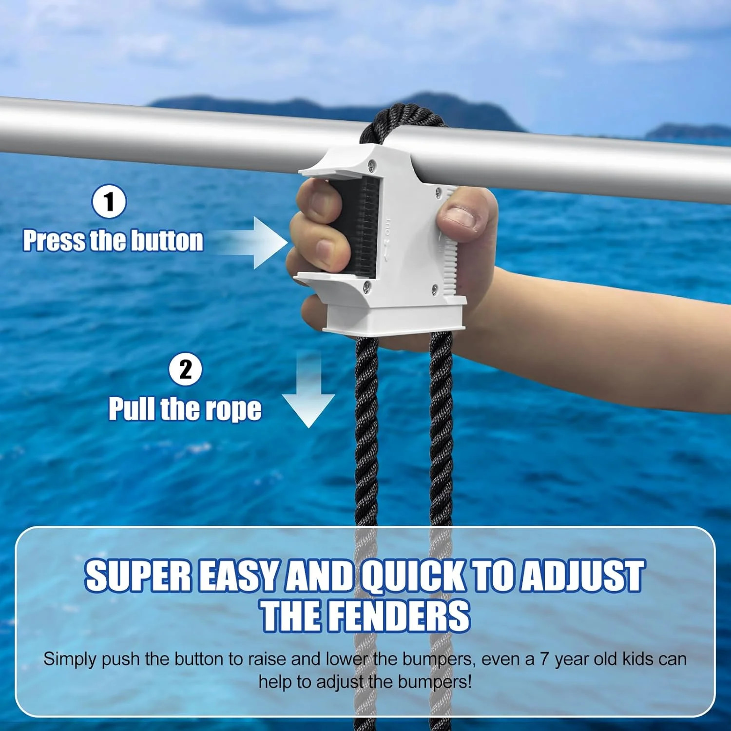 Boat Fender Hanger, Boat Rail and Cleat Fender Clips 2 Pack White, Quick Connect