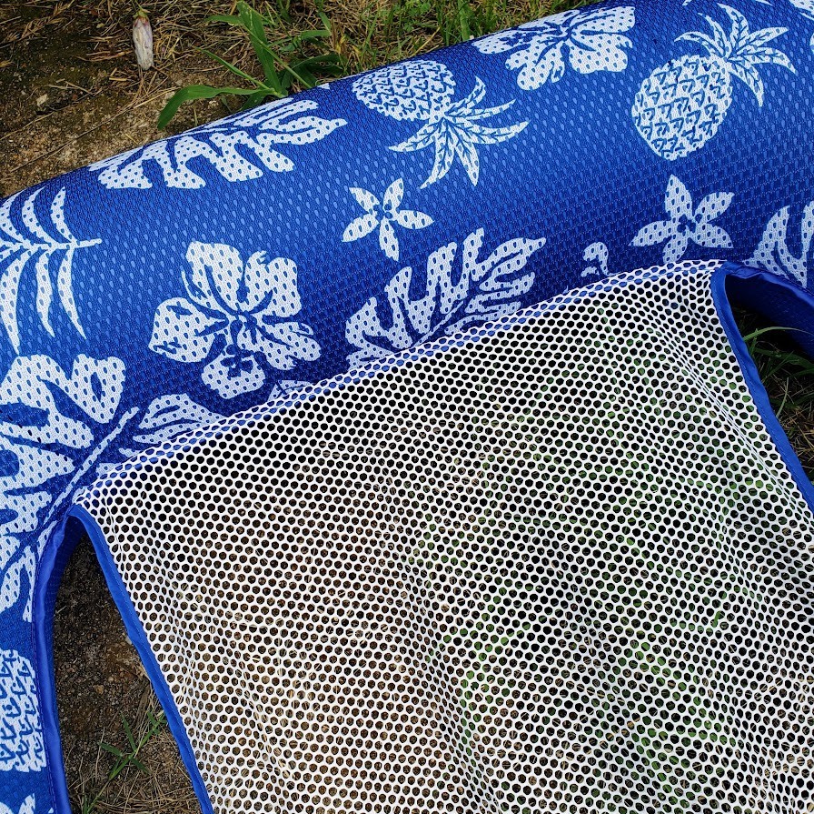 Aqua 3-in-1 Pool Float Lounge Chair Inflate Mesh Hammock Blue Floral Pineapple