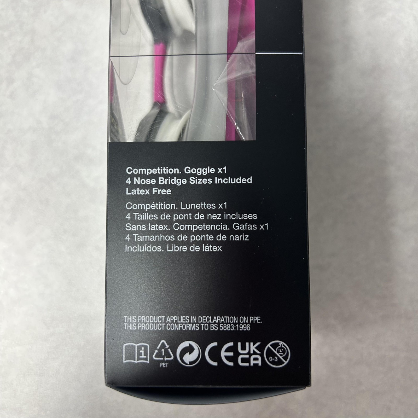 Nike Vapor Swim Goggle One Size Competition FINA Approved Black Pink Latex Free