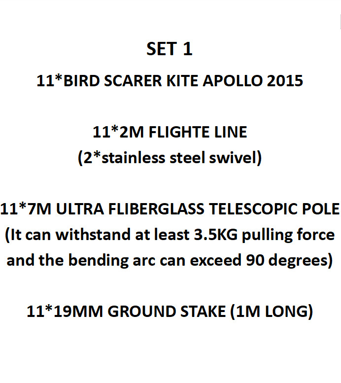 44*Bird SCARER KITE APOLLO+44*7M FIBERGLASS POLE WORLIDWID DELIVERY IN 14 DAYS