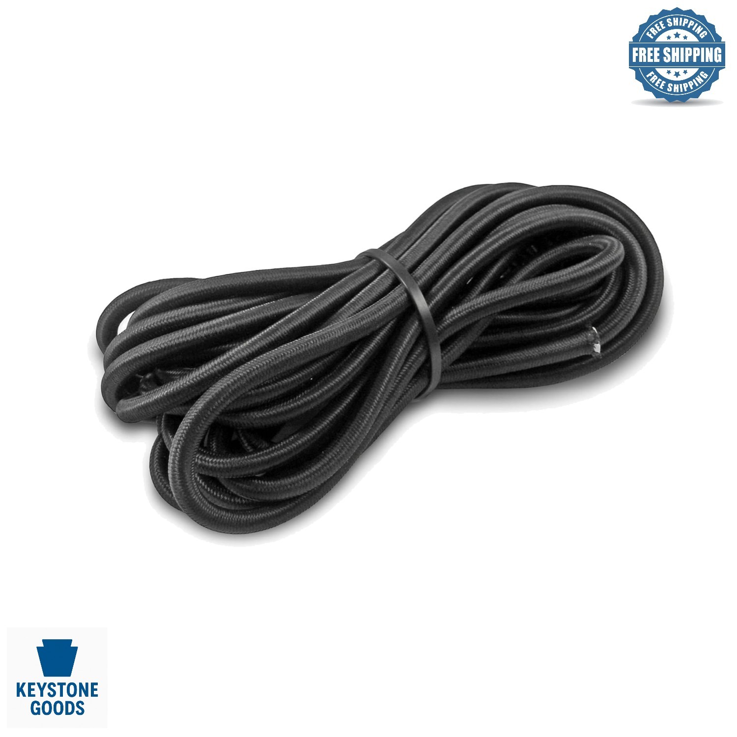 18′ Black Bungee Cord with Coated Hooks for Kayak & Gear Securing