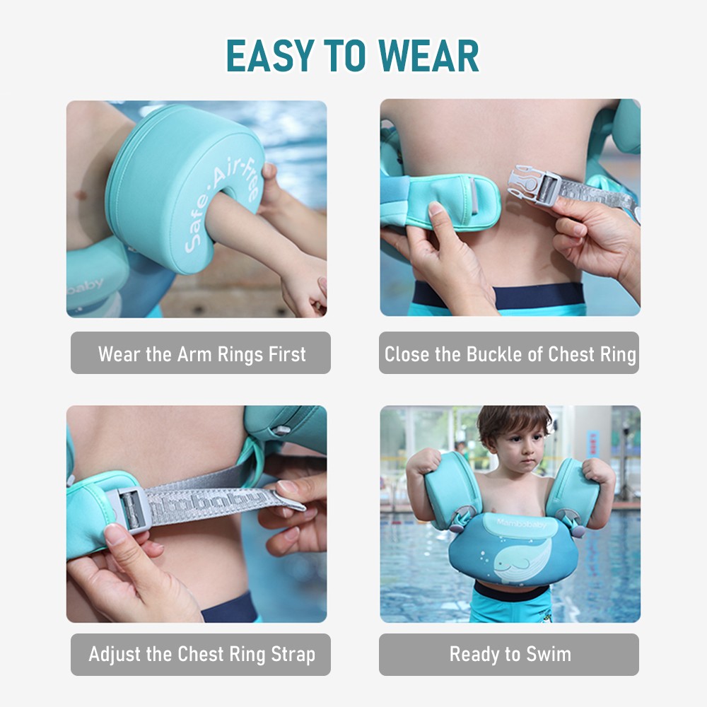 Mambobaby 3-in-1 Non-inflatable Kids Swim Vest Life Jackets For Kids Boys MTEG