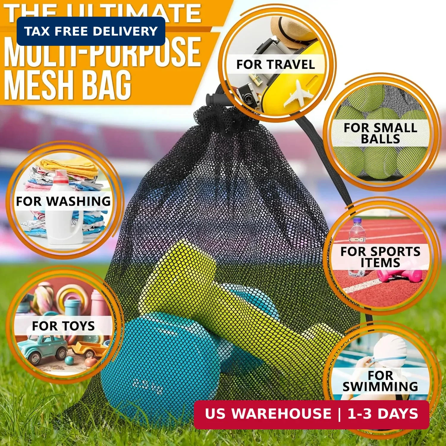 5Pcs Small Mesh Bags Drawstring Black Nylon – 11.8×7.48″ Secure Cinch-Top, Mesh
