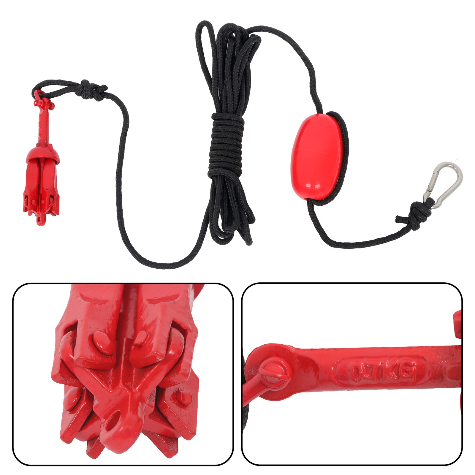 Marine Kayak Folding Grapnel Anchor Kit 26.2 ft Rope Buoy For PWC Canoe Jet Ski